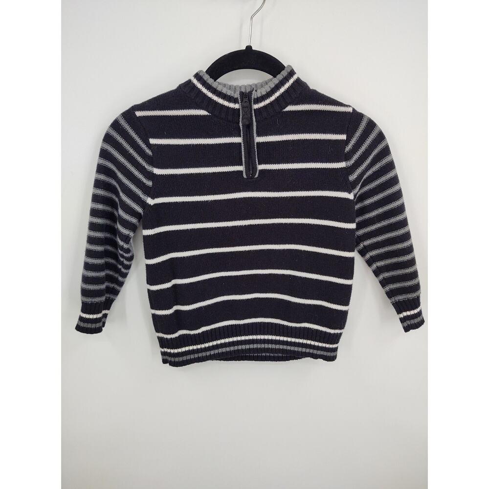 Hanna Anderson 100 Boy's 1/4 zip Black White Gray kids sweater